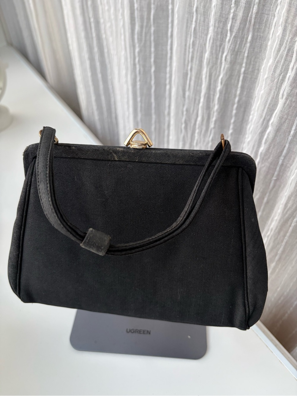 1950s Graceline Master Purse Black Pleated Evening Bag Made in USA Art MCM VTG - Picture 7 of 11